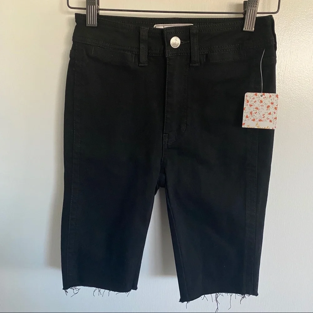 Free People Black Denim Bermuda Shorts, NWT